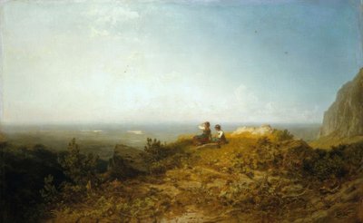 Zwei Mädchen auf der Alm von Carl Spitzweg